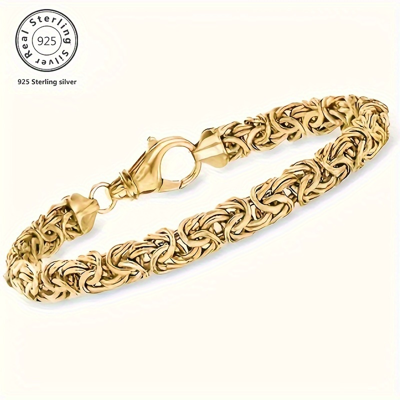 

925 Sterling Silver Trendy Fashion Rope Bracelet, 18k Golden Plated Cut Braided Bracelet, Wife, Girlfriend, Her, Mom, Anniversary, Birthday, Holidays, -includes Boutique Gift Box