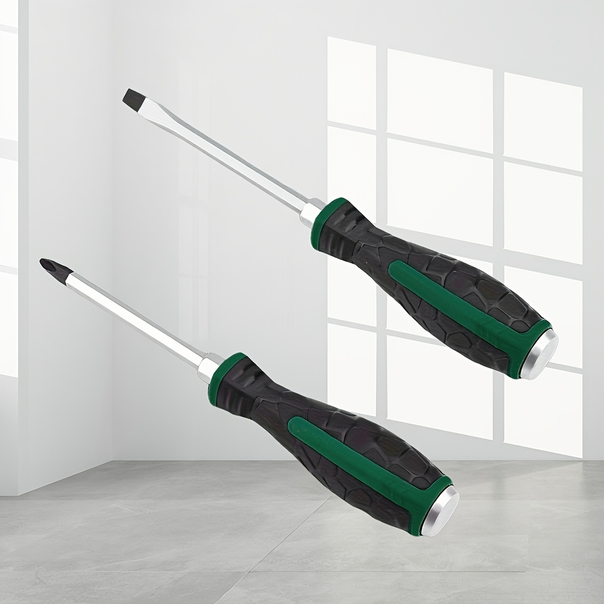 TEMU 2pcs 4-inch Flat Cross-shaped Strong Magnetic Multi-functional Impact Screwdriver, Ergonomic Magnetic Screwdriver, High Hardness And More
