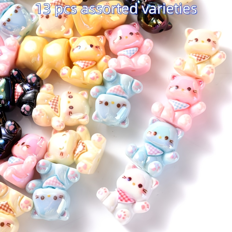 TEMU 13pcs Random Color Scarf Cat Decorative Beads Diy Craft Supplies, Crafting Materials, Apparel Decorations, Accessories, Bead Components For