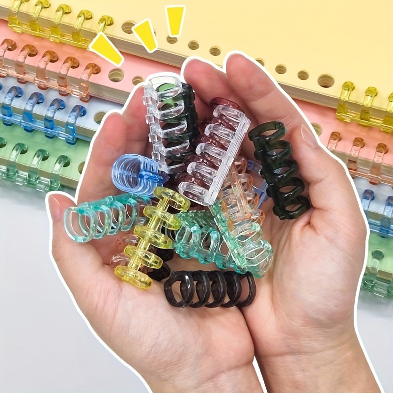

50-piece Assorted Colors 5-hole Plastic Binder Rings - Detachable Coil Clips For Loose Leaf Binding