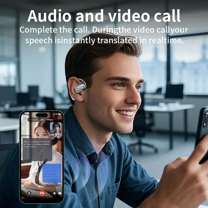 2025 new 144 languages ai real time translation headphones lcd lightweight ows hanging earphones smart camera flashlight lighting long suitable for business travel meetings social communication work study etc Product details 3