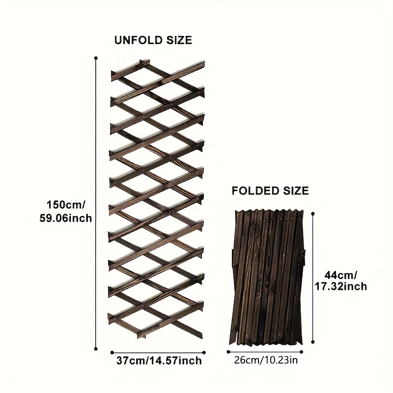 Durable, Expandable Wooden Garden Fence With Trellis - Rust-resistant, Solid Wood Outdoor Trim For Patio & Yard Decor