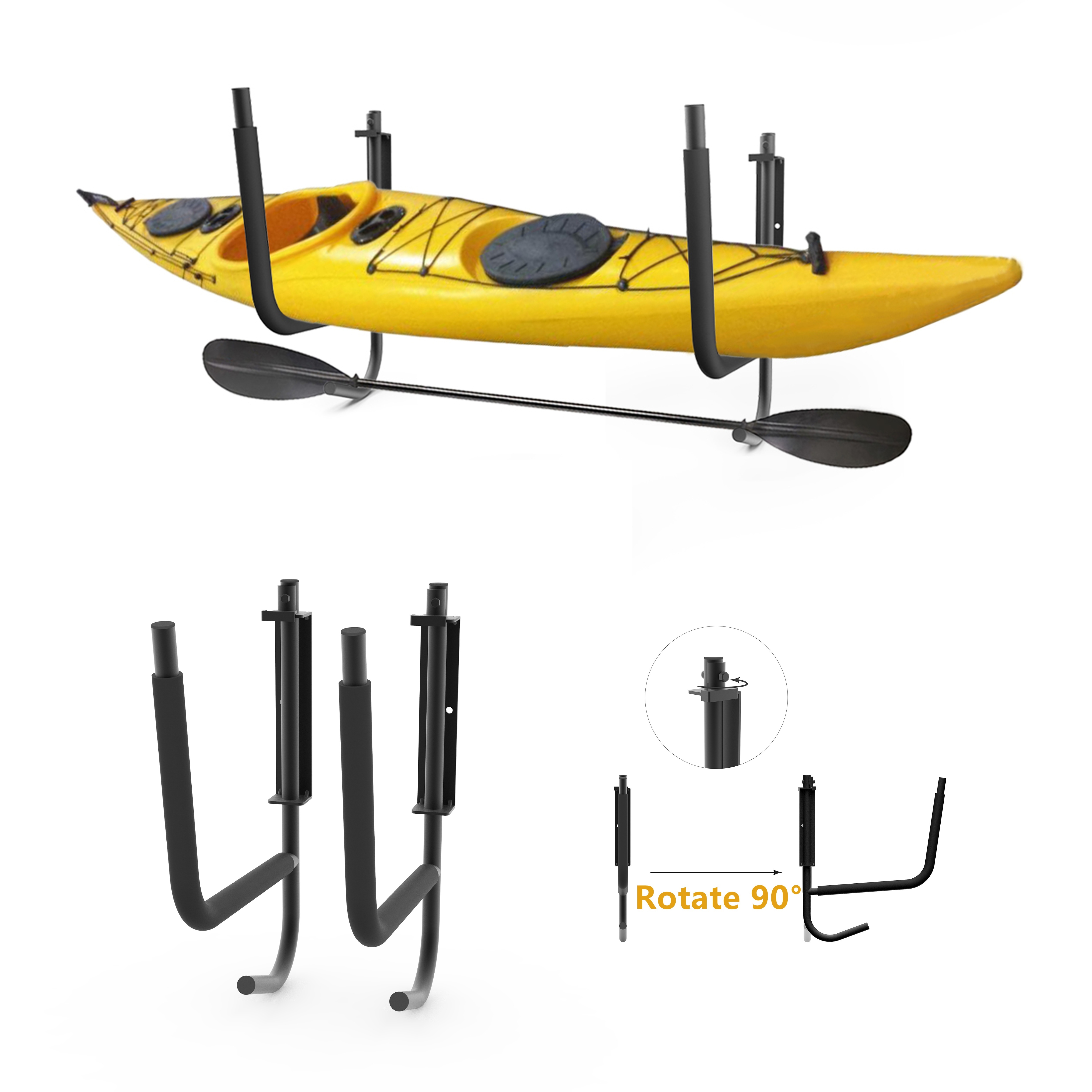 TEMU Folding Kayak Snowboard Surfboard Paddleboard Wall Cradle Mount Rack Hanging Wall Frame Canoeing Indoor & Outdoor Storage Rack Stand Bracket (1 Pair)