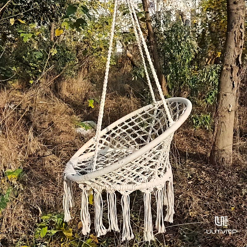  hanging chair hanging basket camping woven hanging basket swing leisure hanging basket chair garden hanging basket swing hanging chair with backrest balcony hanging basket suitable for leisure and entertainment balcony garden camping Product details 8