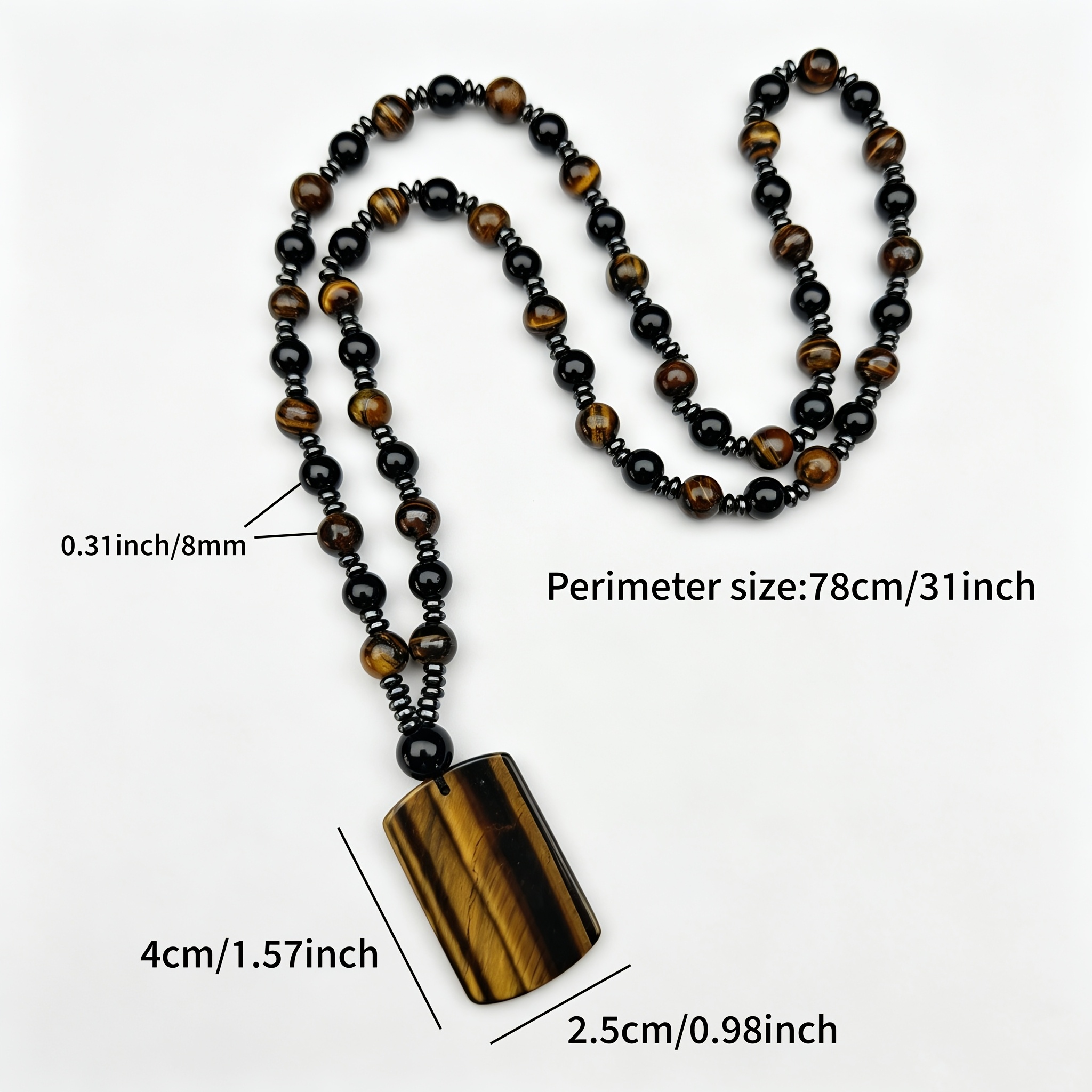Natural Tiger Eye Stone Pendant Necklace, Guardian Amulet