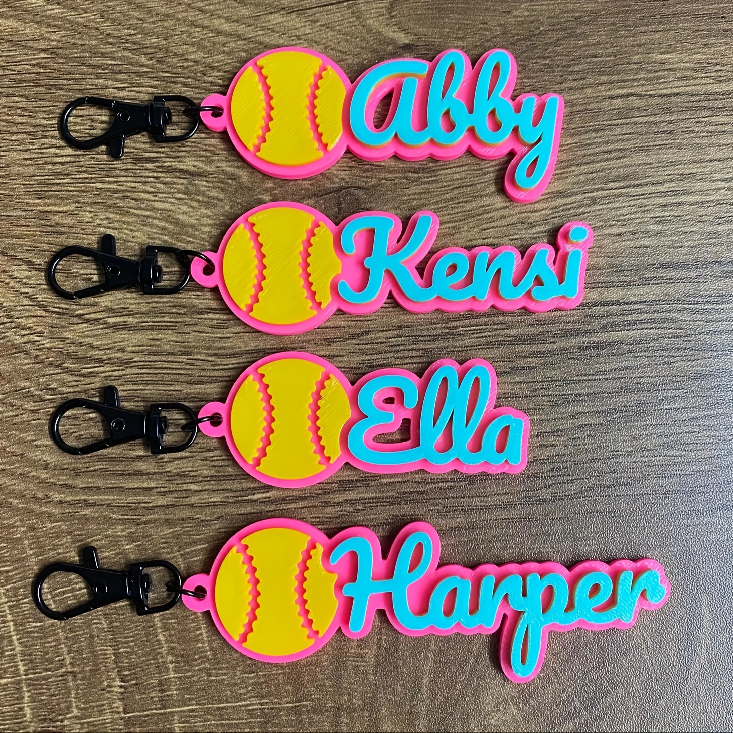 TEMU Personalized Custom Name/number Softball & Baseball Keychain - 3d Printed Acrylic Sports Gift Suitable For Game Day, , Birthday - Name/number Personalization, Backpack Accessory, High-quality