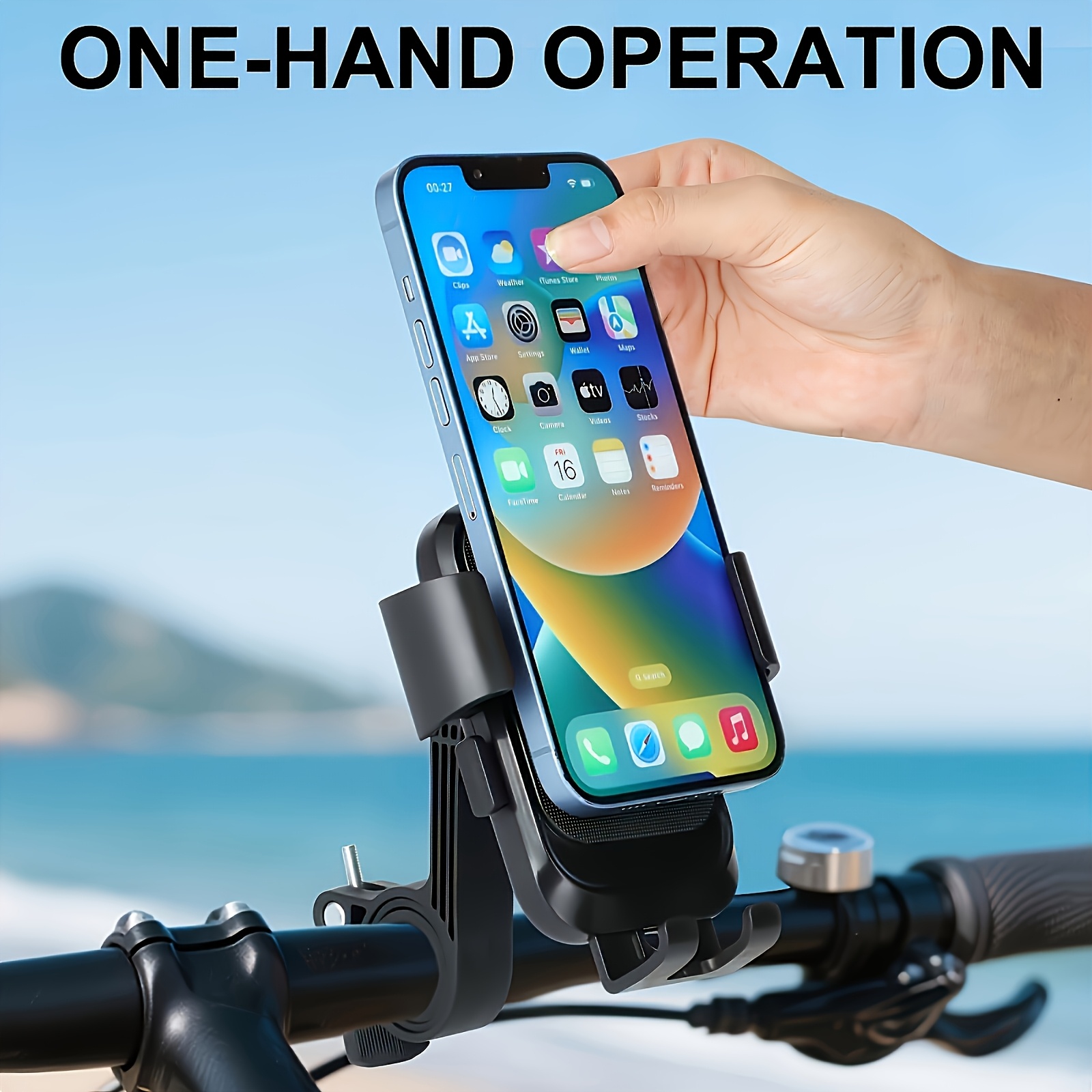 Motorcycle Phone Mount/[1s Auto Lock] Bike Phone Holder for Bicycle/[10s Quick Install] Handlebar Phone Mount/Compatible with iPhone, Samsung, All Cell Phone