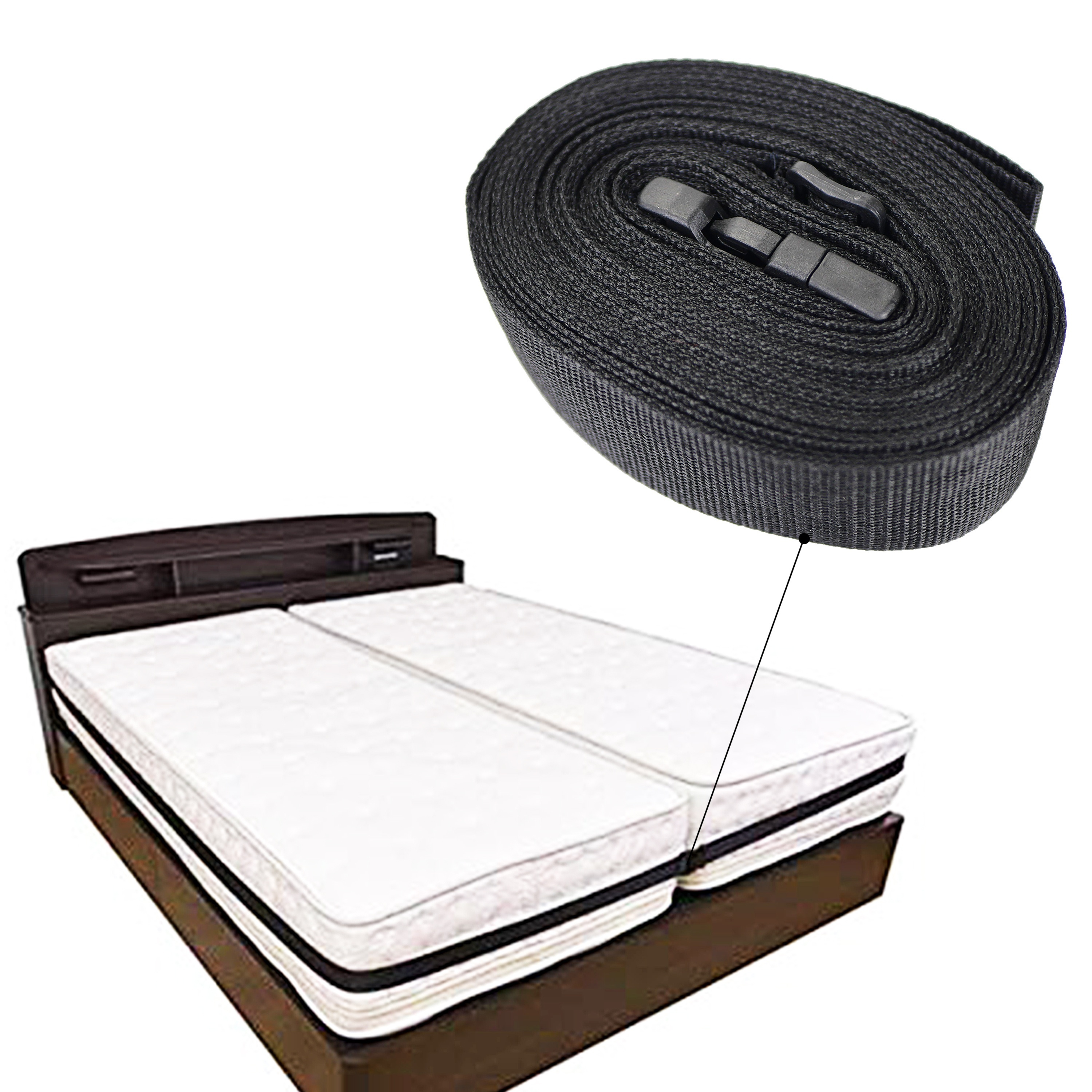 

Easy-connect Bed Joiner Strap - Adjustable Buckle For Seamless Twin To King Or Xl Conversion, 33ft Long Nylon Connector