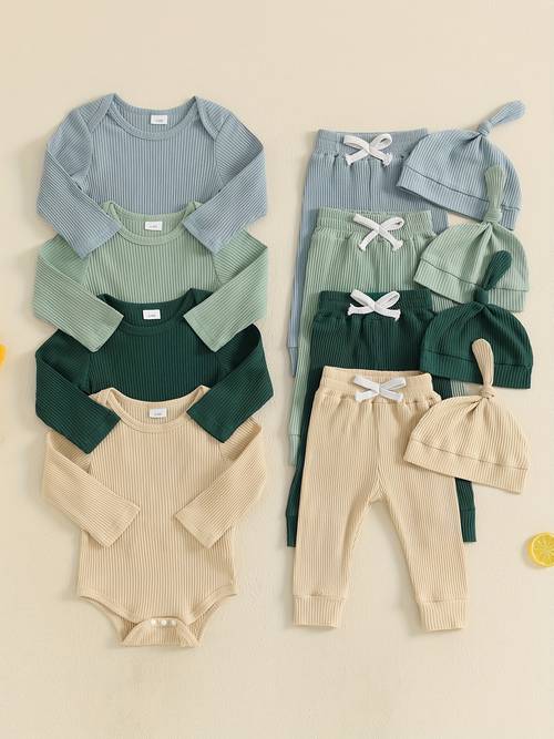 baby clothing set long sleeve romper with pants and hat infant clothes for casual daily for outdoor