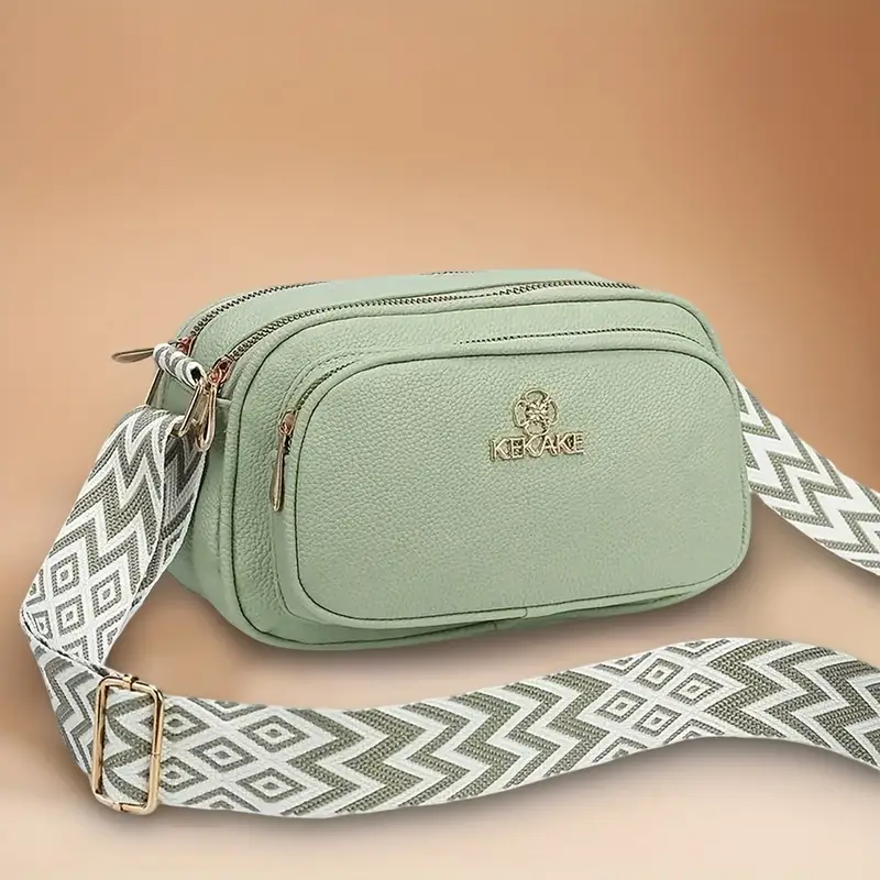 an elegant and versatile small square bag for women a49 made of pu material shoulder bag reading bag mobile phone bag three zippers three storage can store mobile phones wallets coin purses etc suitable for etc details 7