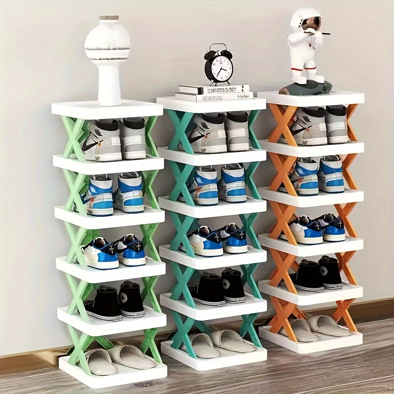 

1pc Multi-layer Plastic Folding Shoe Rack, Stackable Removable Shoe Rack, Household Space Saving Storage Organizer For Entryway, Hallway, Bedroom, Living Room, Home, Dorm