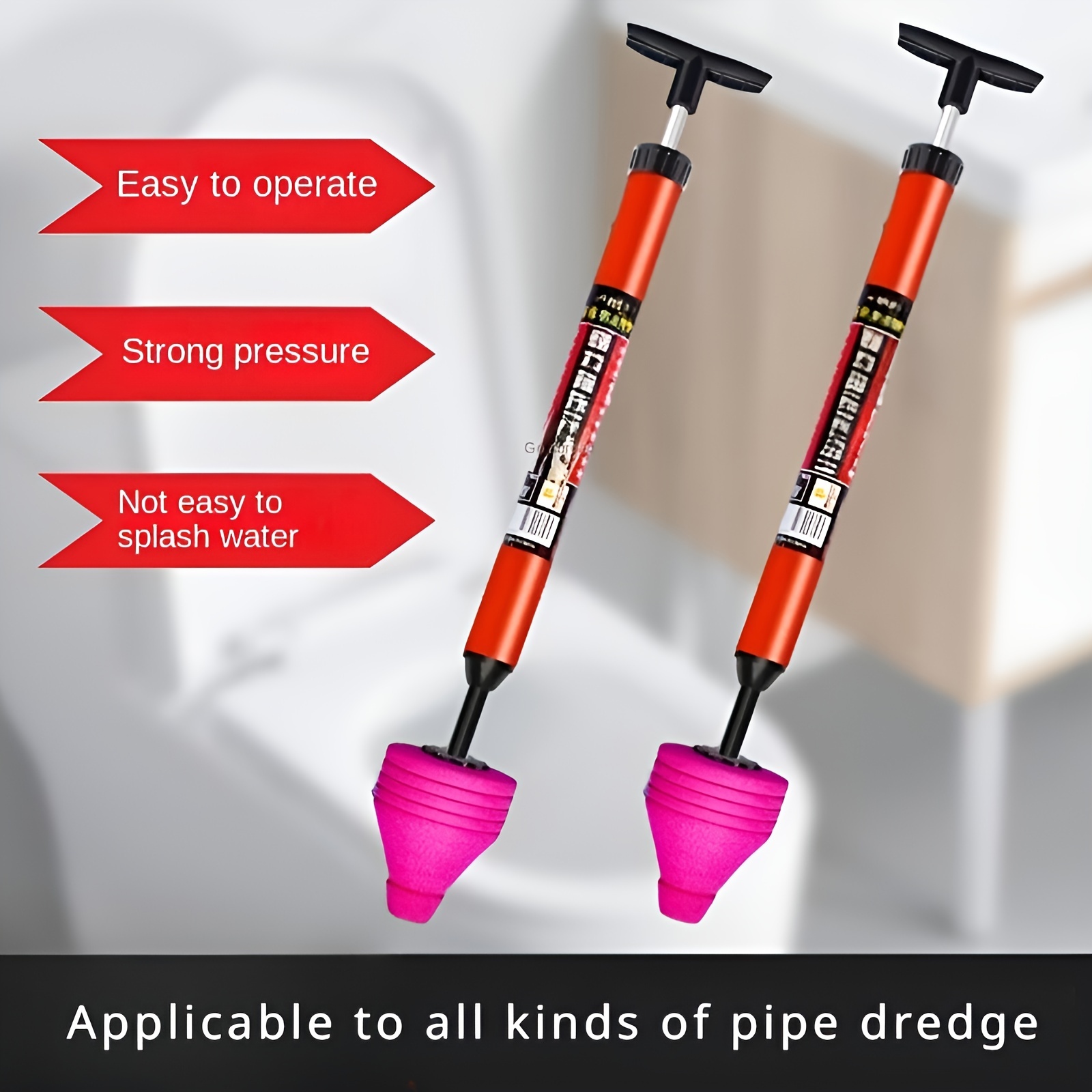 heavy duty pneumatic toilet plunger high pressure drain blaster cleaner with human handled pump design rubber material clog remover for toilets sinks pipes details 1