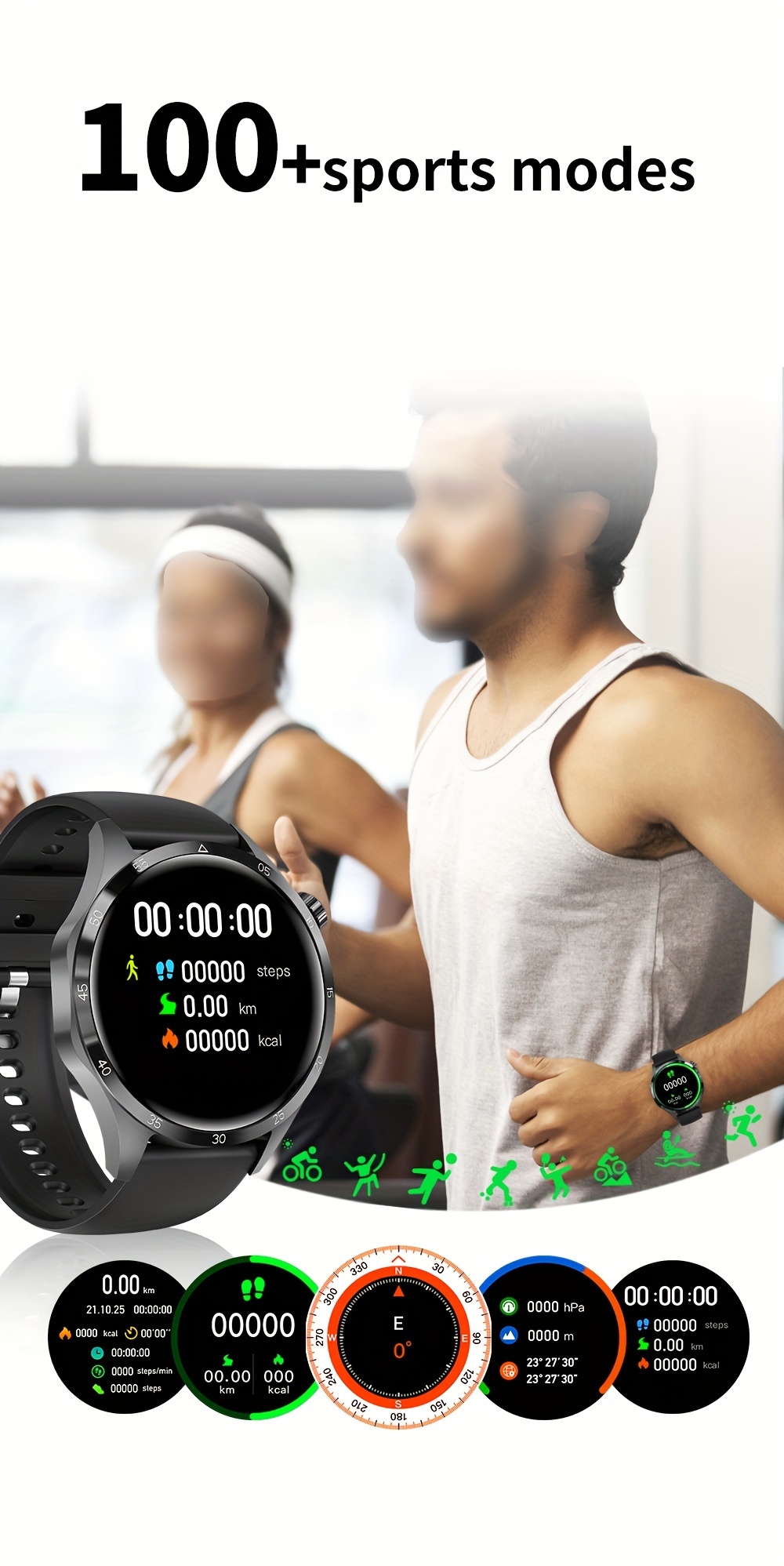NFC Smart Watch For Men, GPS Motion Trajectory AMOLED 360*360 HD Screen, AI Voice Wireless Call, Compass Sport Fitness Tracker Smart Watches_voghion.com