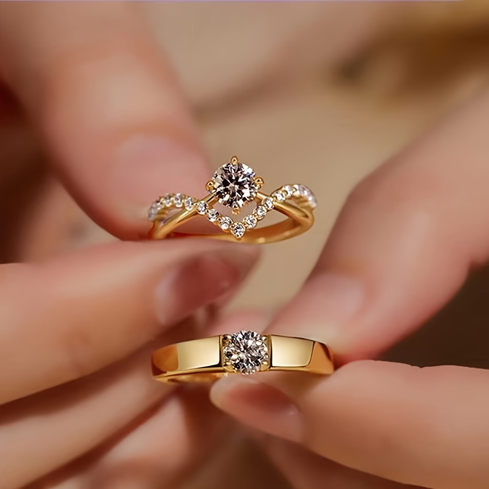 Ladies Couple Ring Set Two Piece Zircon newest Ring