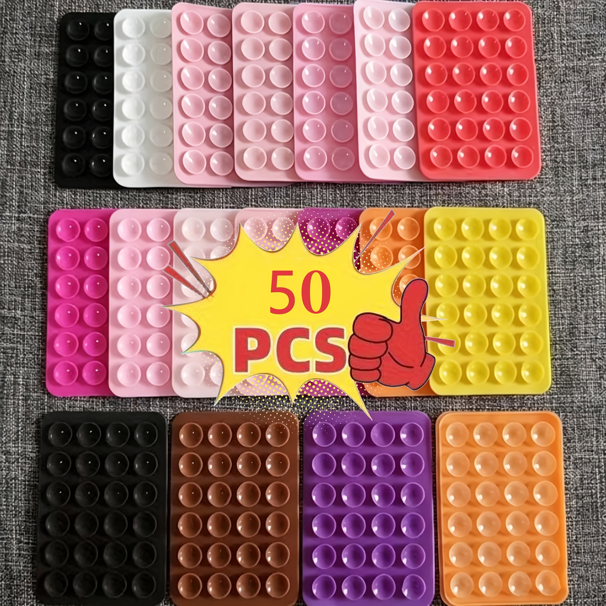 TEMU 50 Sets Of Silicone Suction Cup Mobile Phone Holders With Random Color Combinations, Suction Cup Holding Devices, Reusablesuction Cup Holders.