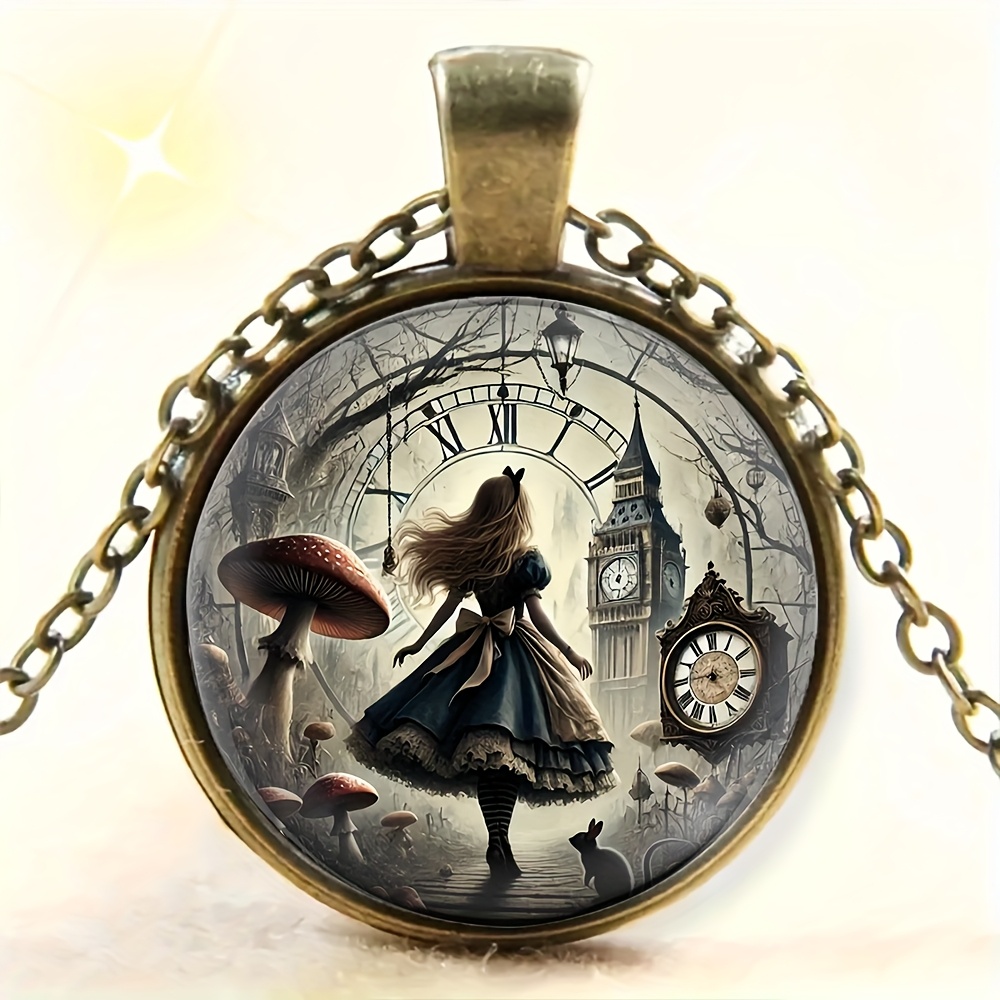 TEMU Chic And Stylish -, Themed Around An Anime , Featuring A Pendant Necklace And Keychain Set - With A Minimalist Round Shape, , Perfect For A Romantic Jewelry Gift