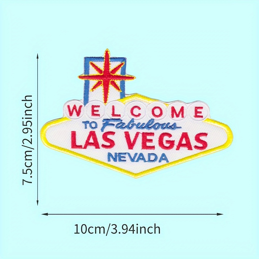1 pieza parche bordado letrero bienvenida vegas aplique - Temu, image size:1000x1000