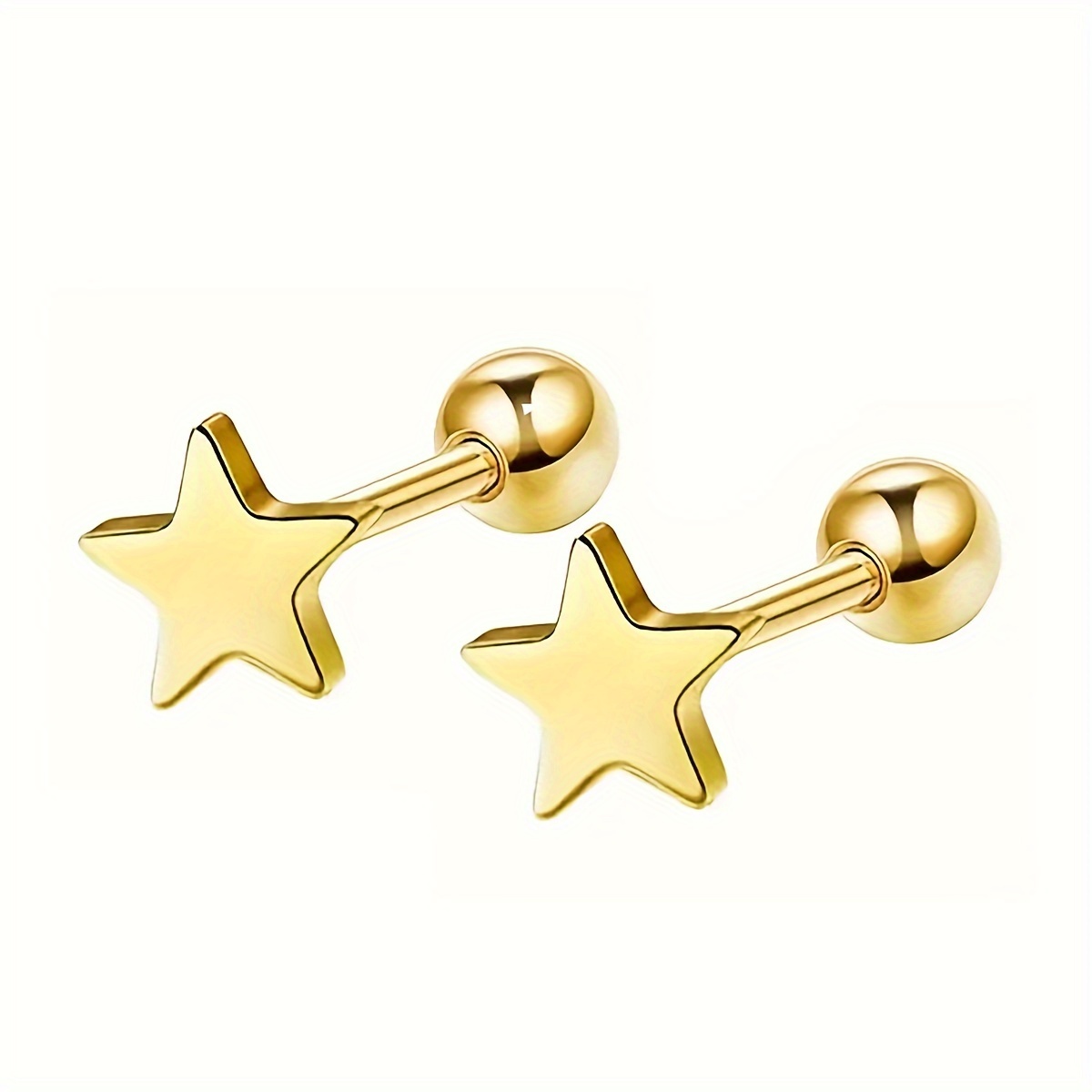 18K Golden Plated Twisted Round Ball Star Earrings