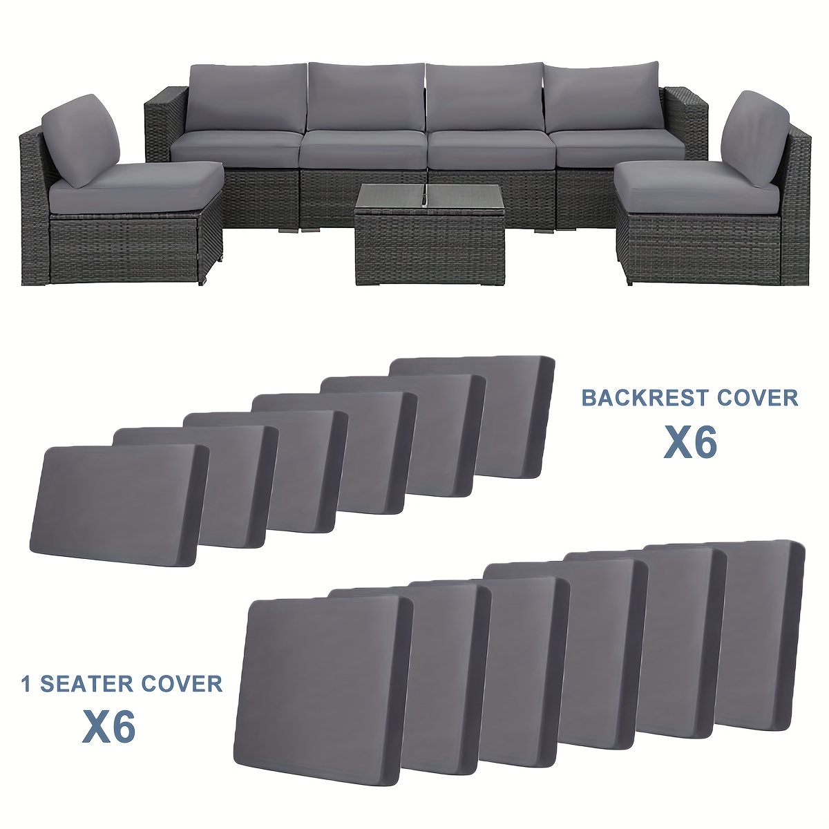Image of 12/14pcs Patio Outdoor Cushion Covers Replacement Stretch Sofa Couch Cushion Covers Washable Individual Couch Slipcovers Set Furniture Protector For Pets
