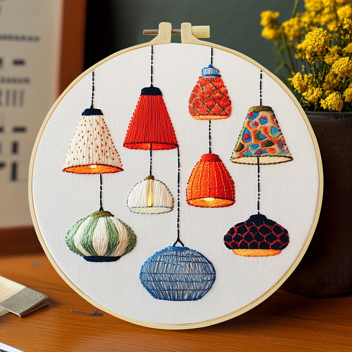TEMU 1pc Embroidery Kit, 20x20cm/7.9x7.9 Inches, Beautiful Chandeliers, Handmade Diy Embroidery Kit, Suitable For Adults And Beginners, Includes