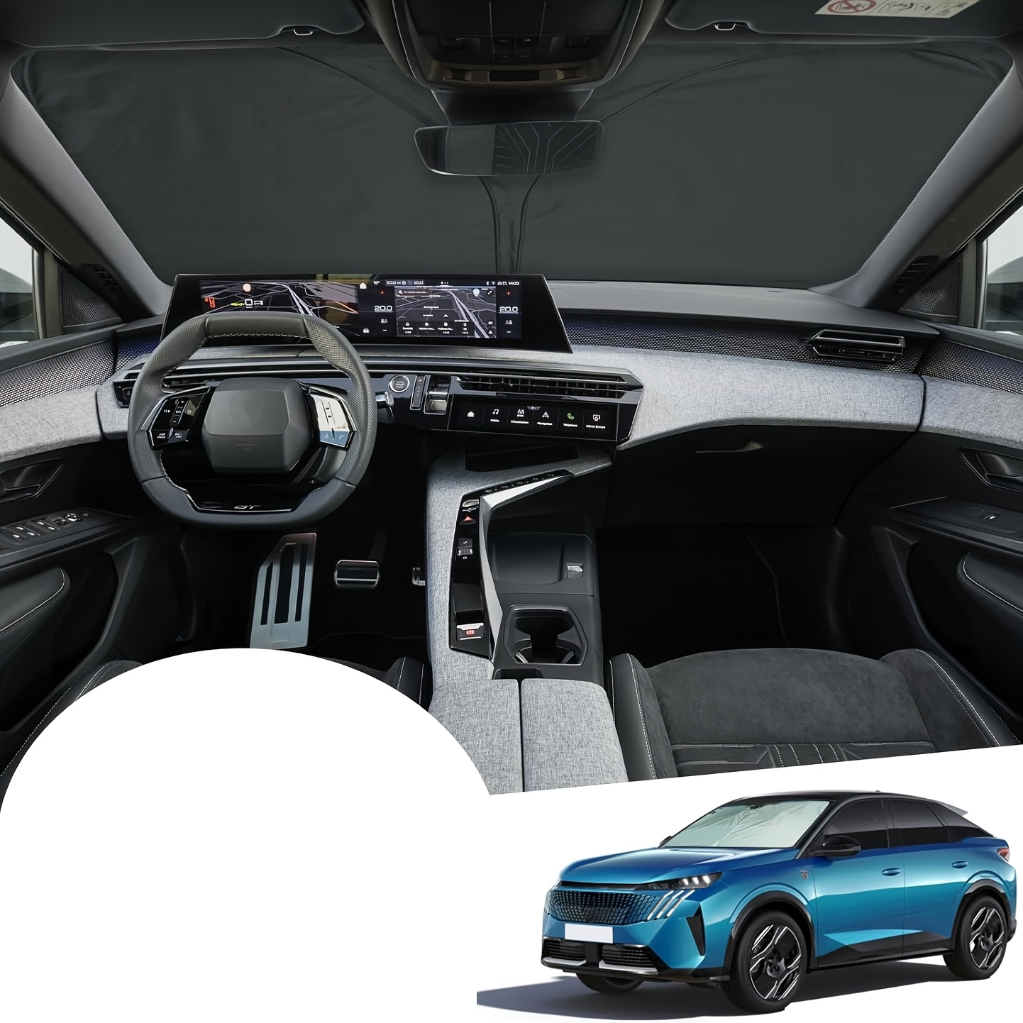 TEMU For Peugeot E-3008 For 2000-2023 2024 2025 2026 Sun Protection Front Windscreen Inside Windscreen Parasol Sun Visor Cooling Uv Protection