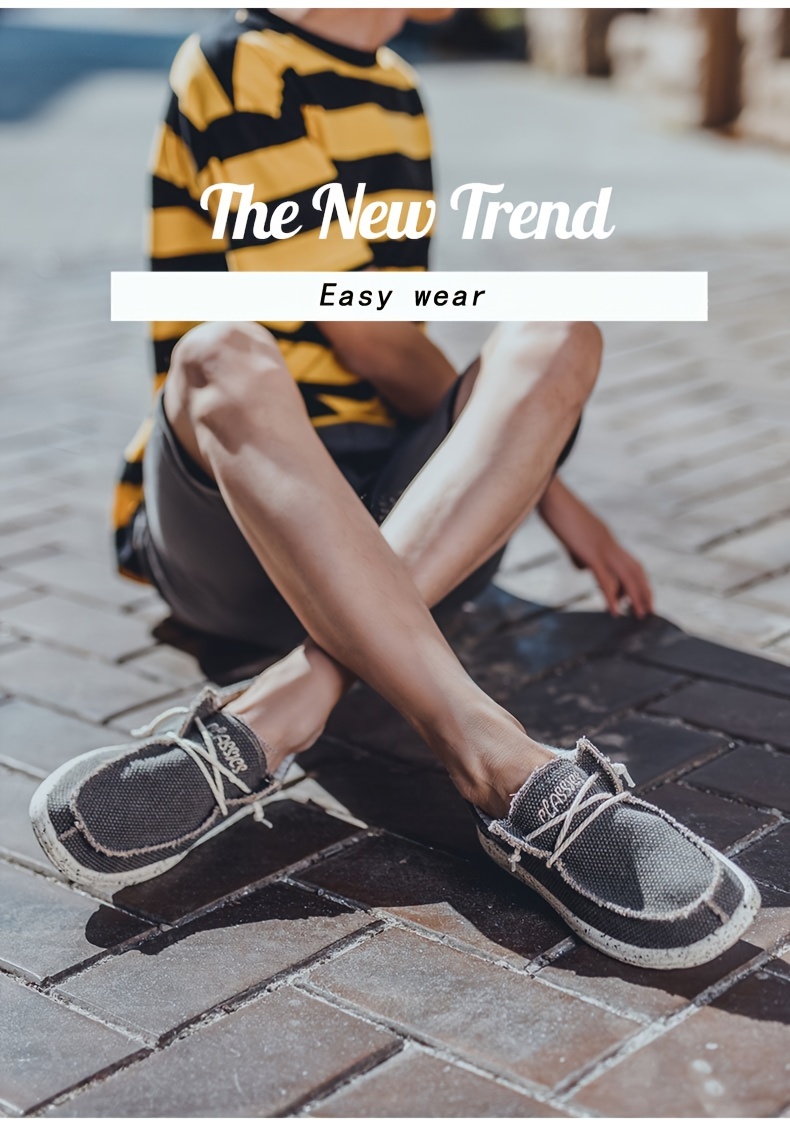 mens casual loafers fashion minimalist slip on sneakers solid color lightweight soft canvas shoes round toe with eva sole for daily casual   streetwear Product details 3