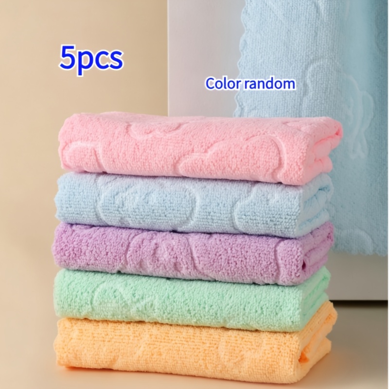 TEMU 5-piece Set Of Cute Cartoon Bear And Patterned Printed Towels, Suitable As Holiday Gifts, Soft And Absorbent Quick Drying Face Towels, Suitable