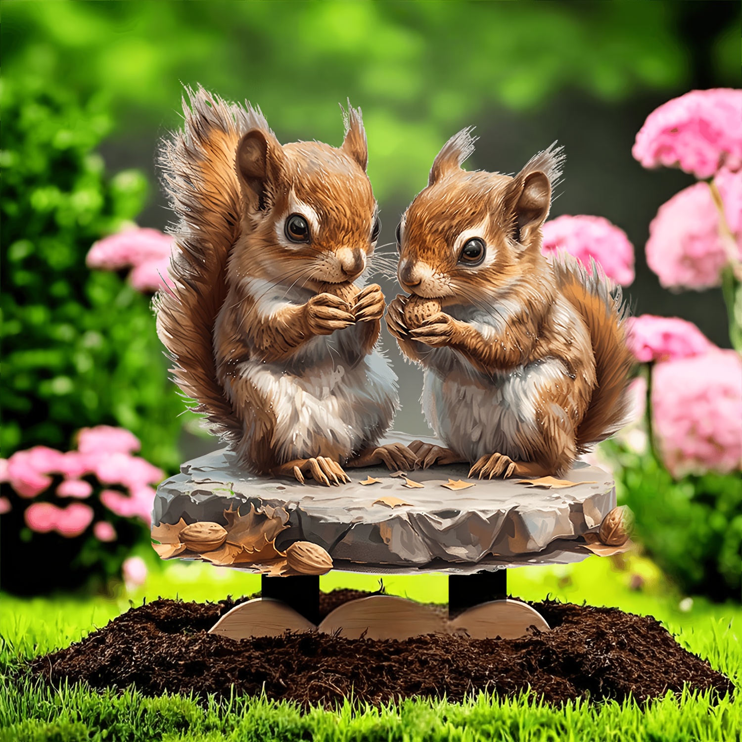 

Charming Squirrel With Nuts Acrylic Garden Stake - Perfect For Outdoor Decor, Flower Pots & Sun Catchers, 7.8" X 5.7" - Ideal Gift For Home & Porch