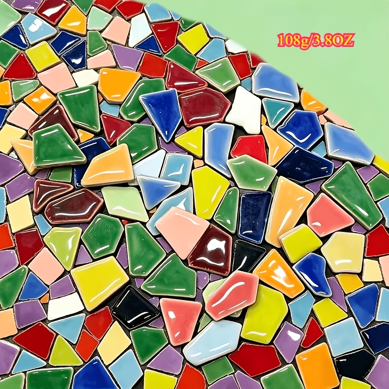 TEMU 108/115g Multi-colored Glossy Irregular Ceramic , Glass Melting Craft Material, For Kitchen And Bathroom Backsplash Decoration Tiles, Courtyard