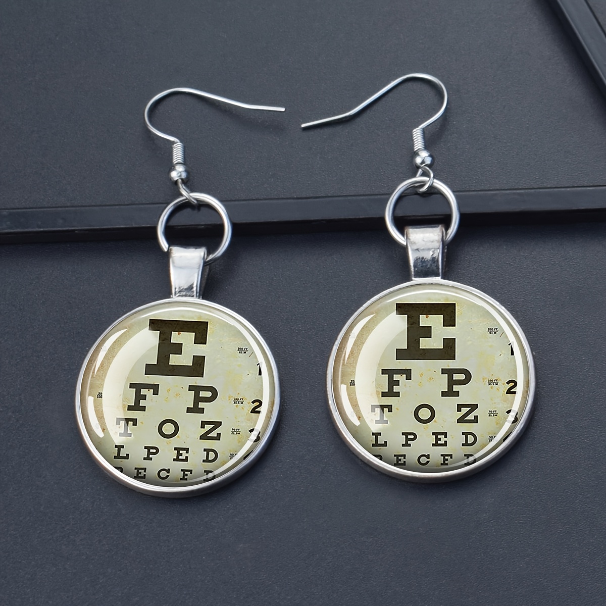 TEMU 1pc 1-finder Suitable For Her Pattern Earrings - 25mm Glass Dome Pendant Dangle Jewelry, Minimalist Elegant Daily Wear Gift For, Versatile