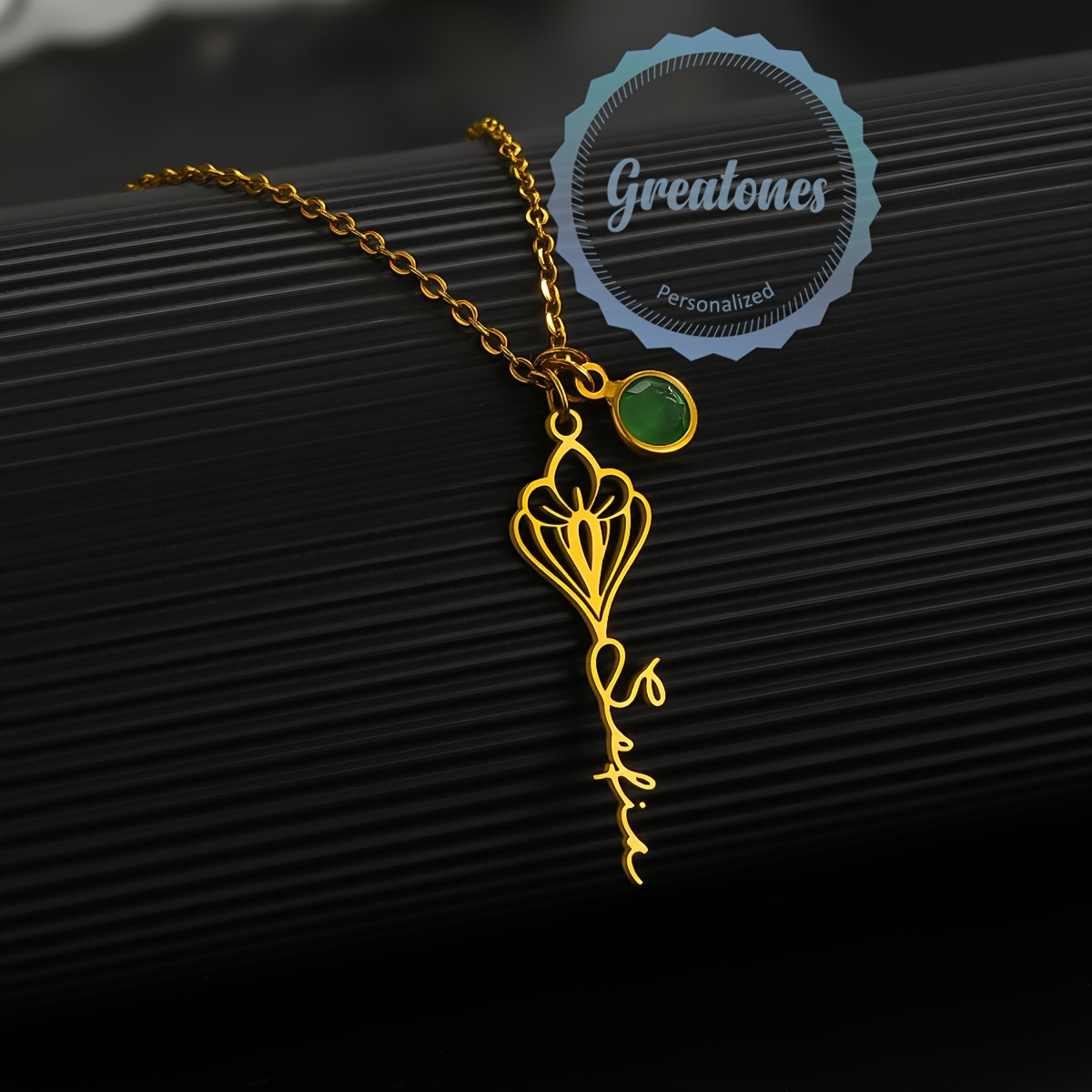 Women's Elegant Flower Custom Name Necklace
