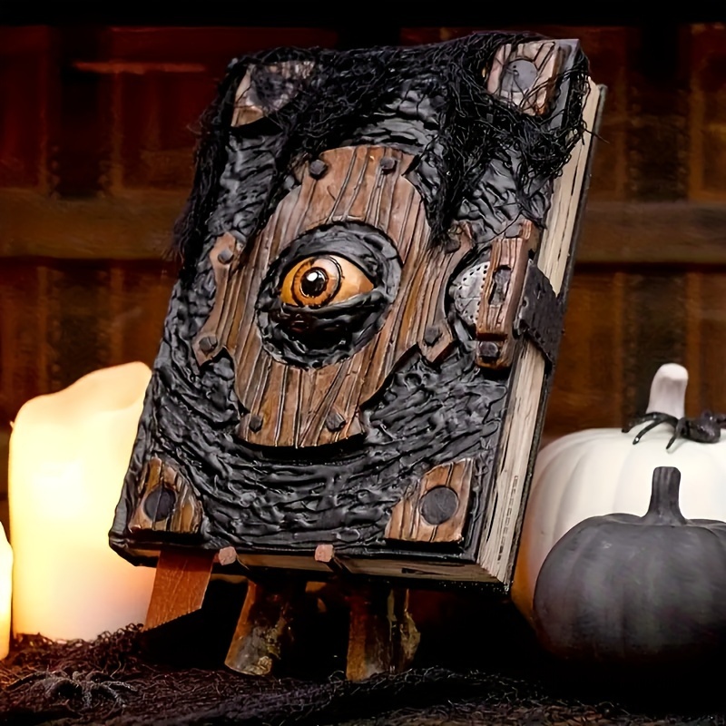 

Accessoire de décor de maison effrayante, livre de malédiction de démon, matériau ABS, prop de Necronomicon d'Halloween avec œil sinistre