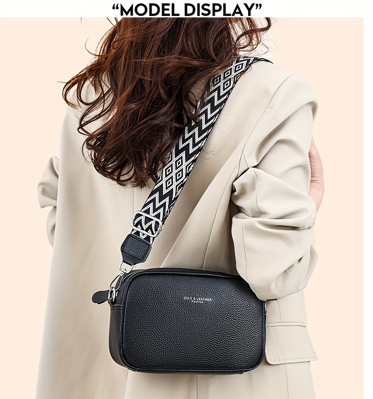 womens genuine leather tote bag elegant solid color large capacity crossbody shoulder bag with adjustable strap zipper closure   hardware multiple colors black khaki light brown white   leather crossbody bag polyester lined interior Product details 4