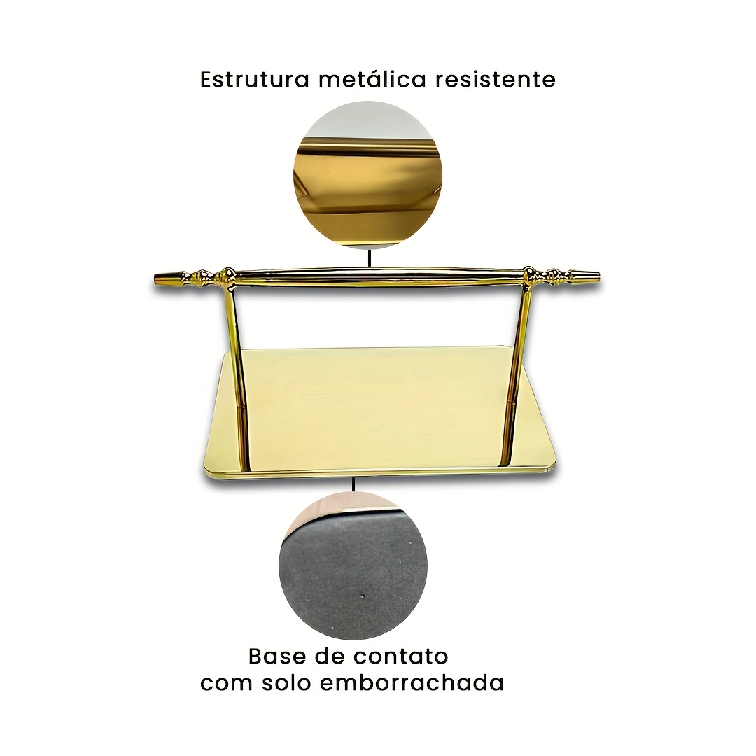 Image of A Large-sized Footrest Measuring 46cm*24cm* Designed For Hair Salons, With 2 Support Rods In Matte Golden And Shiny Golden.