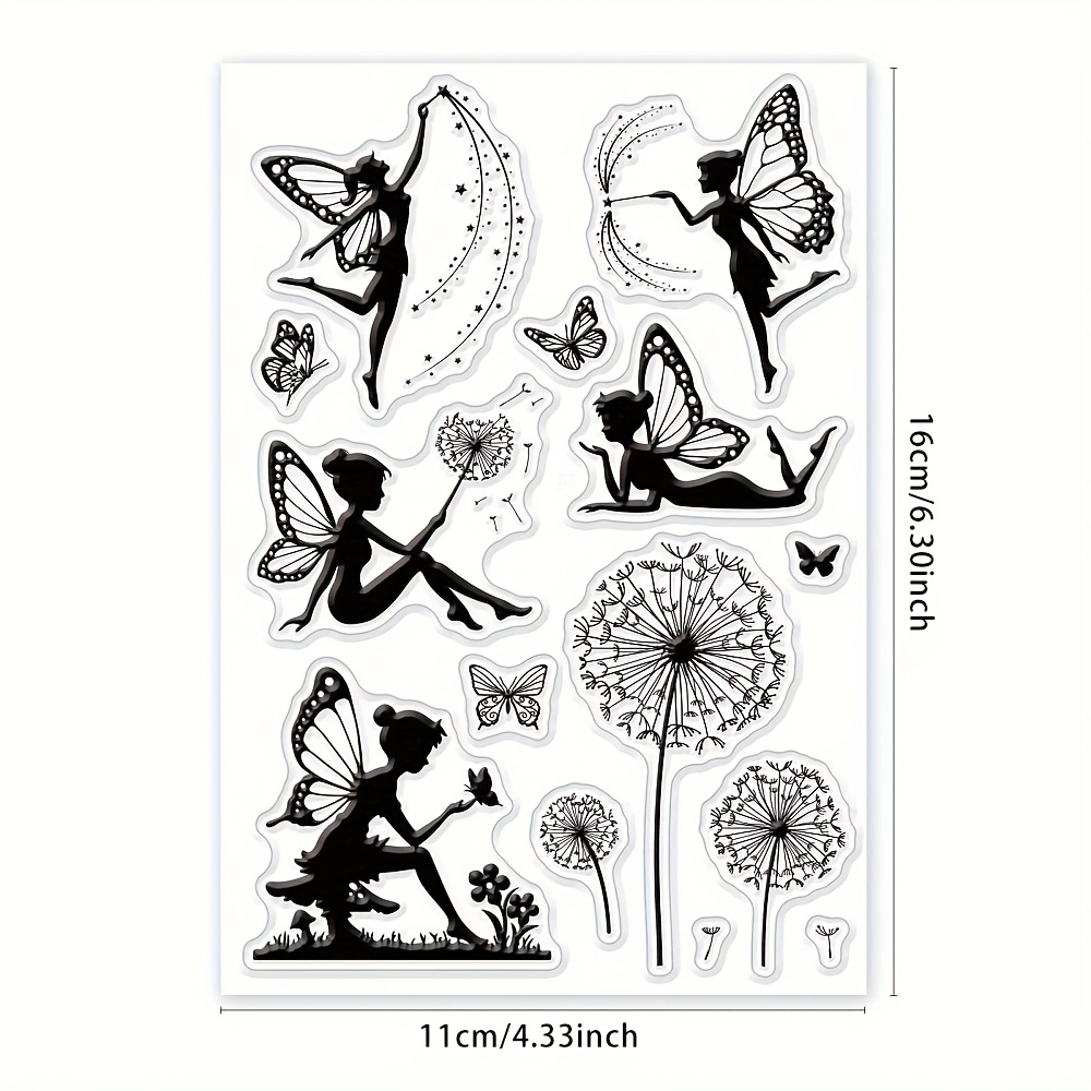 1sheet   fairy clear stamps fairy tale elf mushroom dandelion silicone clear stamp seals for cards making scrapbooking photo album craft supplies stickers handmade kit