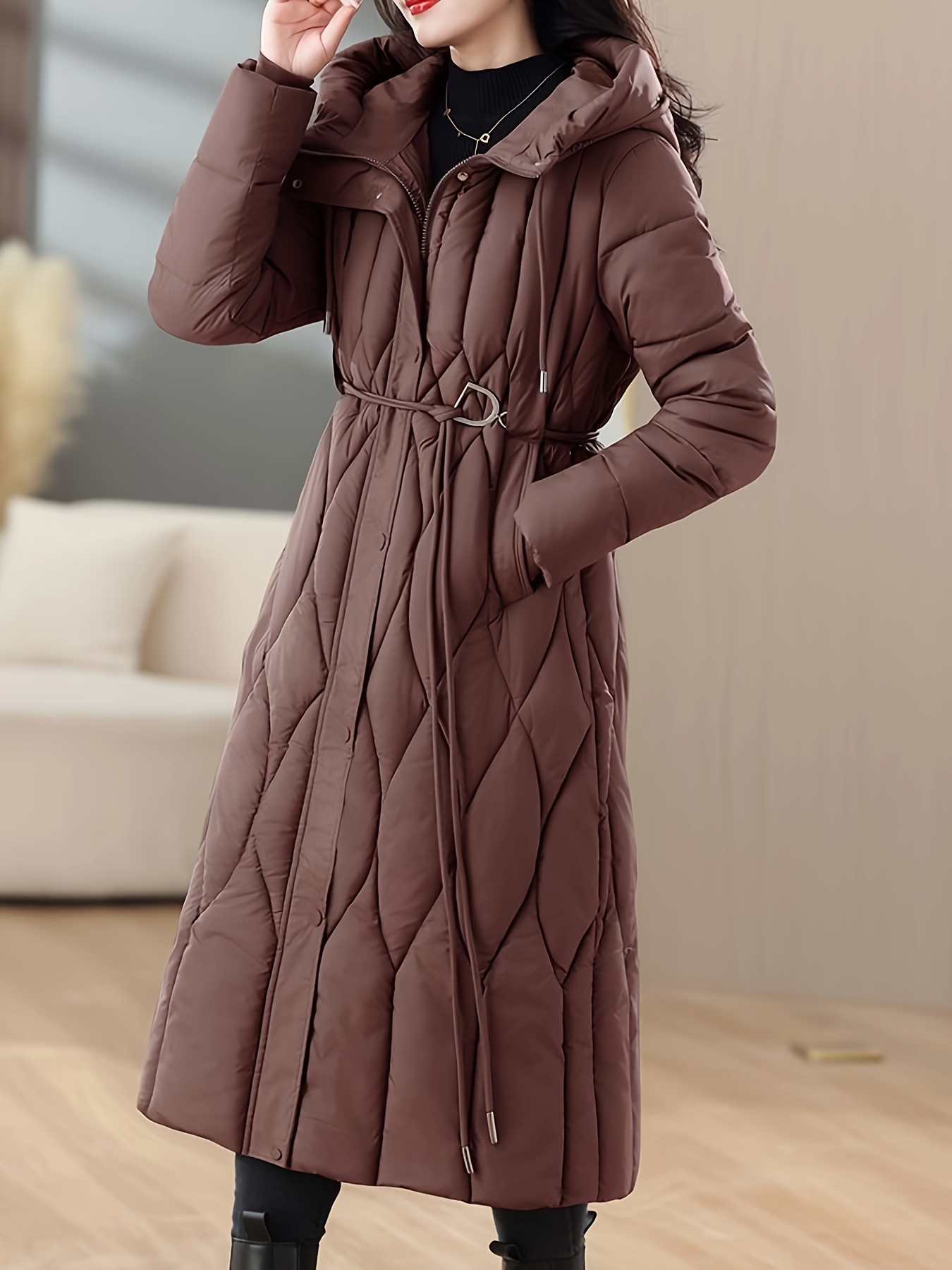 winter coat womens long knee padded jacket thickened - Temu Nigeria