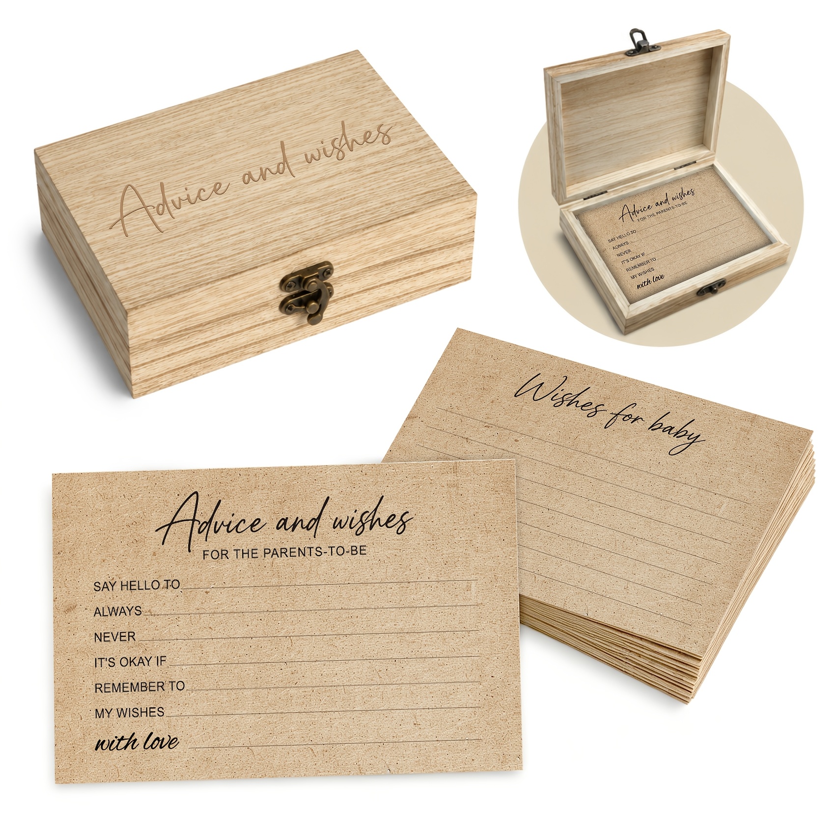 TEMU Boîtes à cartes de pour parents shower, 51 pièces, cartes de vœux 50 pièces avec boîte, vœux pour décoration de baby shower, idées de jeu de