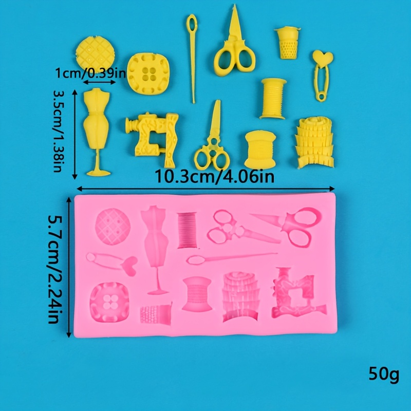 E-shop Harz-Silikonform . Rosa Kreative Mini-Nähwerkzeuge inklusive Silikonformen, Scherenhaken, Näh-Designerkleidungsformen, Nähmaschinenformen,