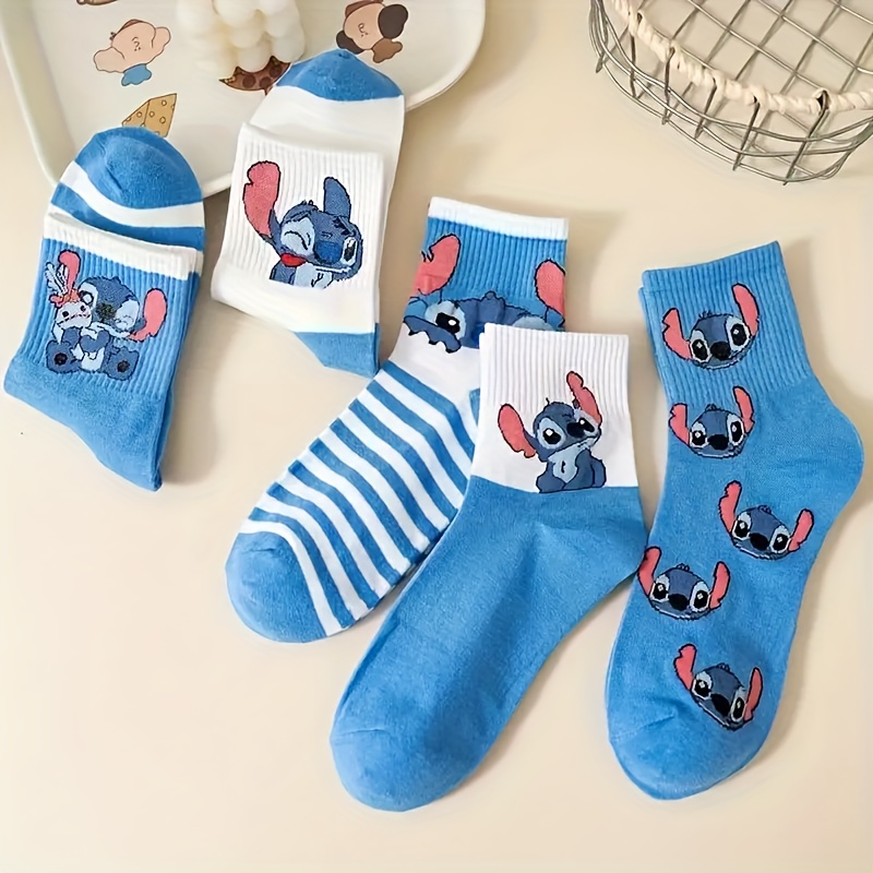 5 Pairs Random Unisex Cartoon Comfortable Breathable Cute Mid-Calf Socks