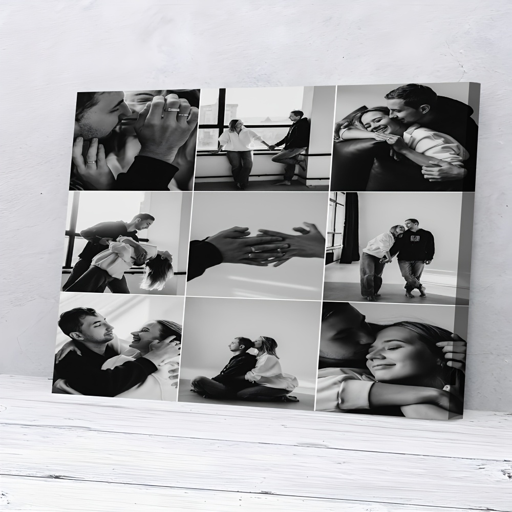 TEMU 1pc, 9 Grid, Personalized Photo Digital Painting Kit, Self- Photo Digital Painting, Wrapped Canvas Wood Frame Art, Custom Digital Painting,