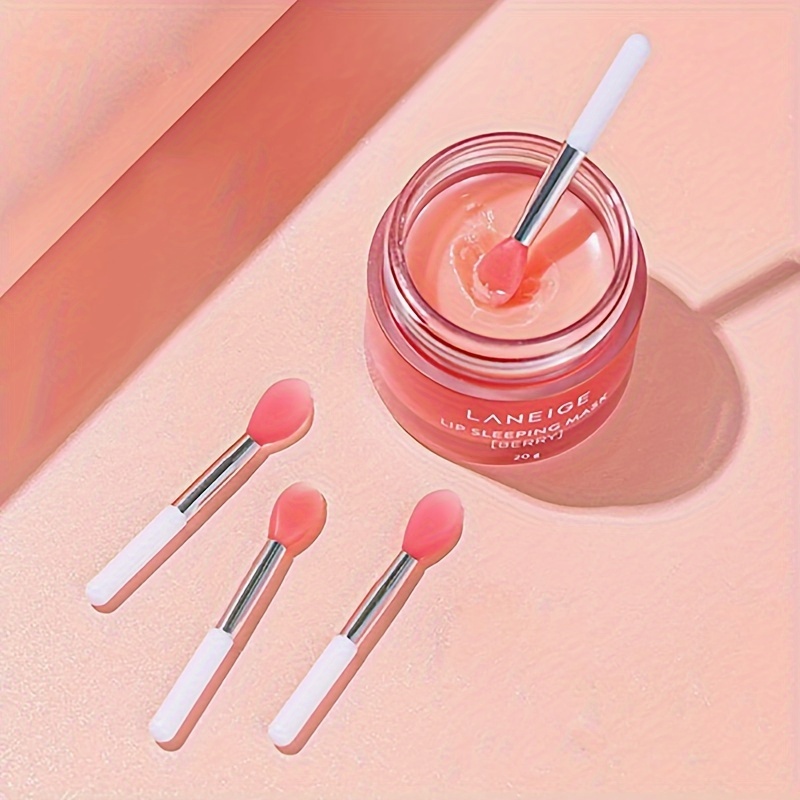 

3pcs Laneige Silicone Lip Brush Set - Mini, Fragrance-free, Palm-sized For Lipstick, Gloss, & Masks With Dustproof Eyeshadow Makeup Brushes, Suitable For Types