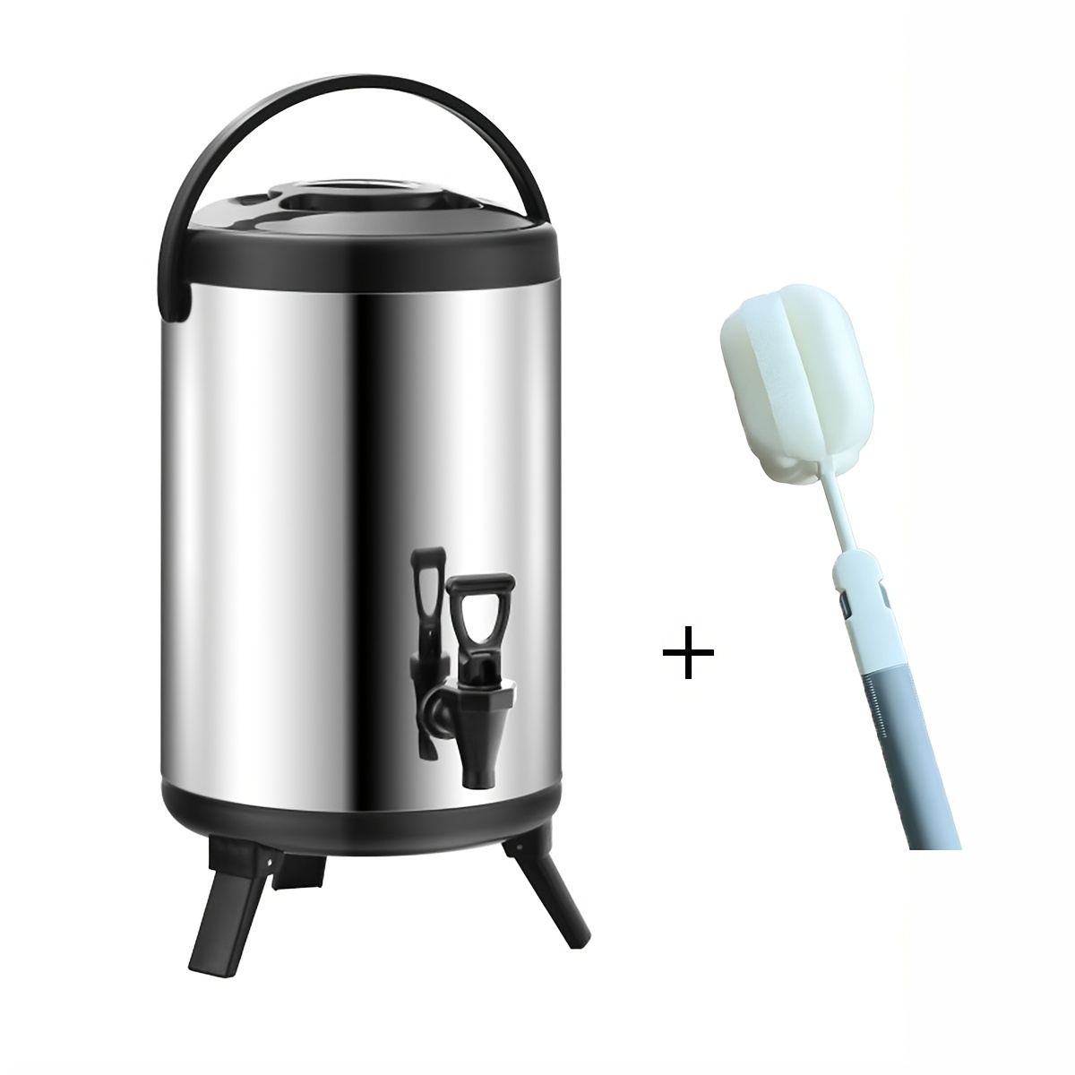 TEMU 1pc 6l Stainless Steel Insulated Tea Dispenser With Handle, Versatile Ice Bucket For Outdoor Drinking, Large Capacity Thermal Bucket For Milk