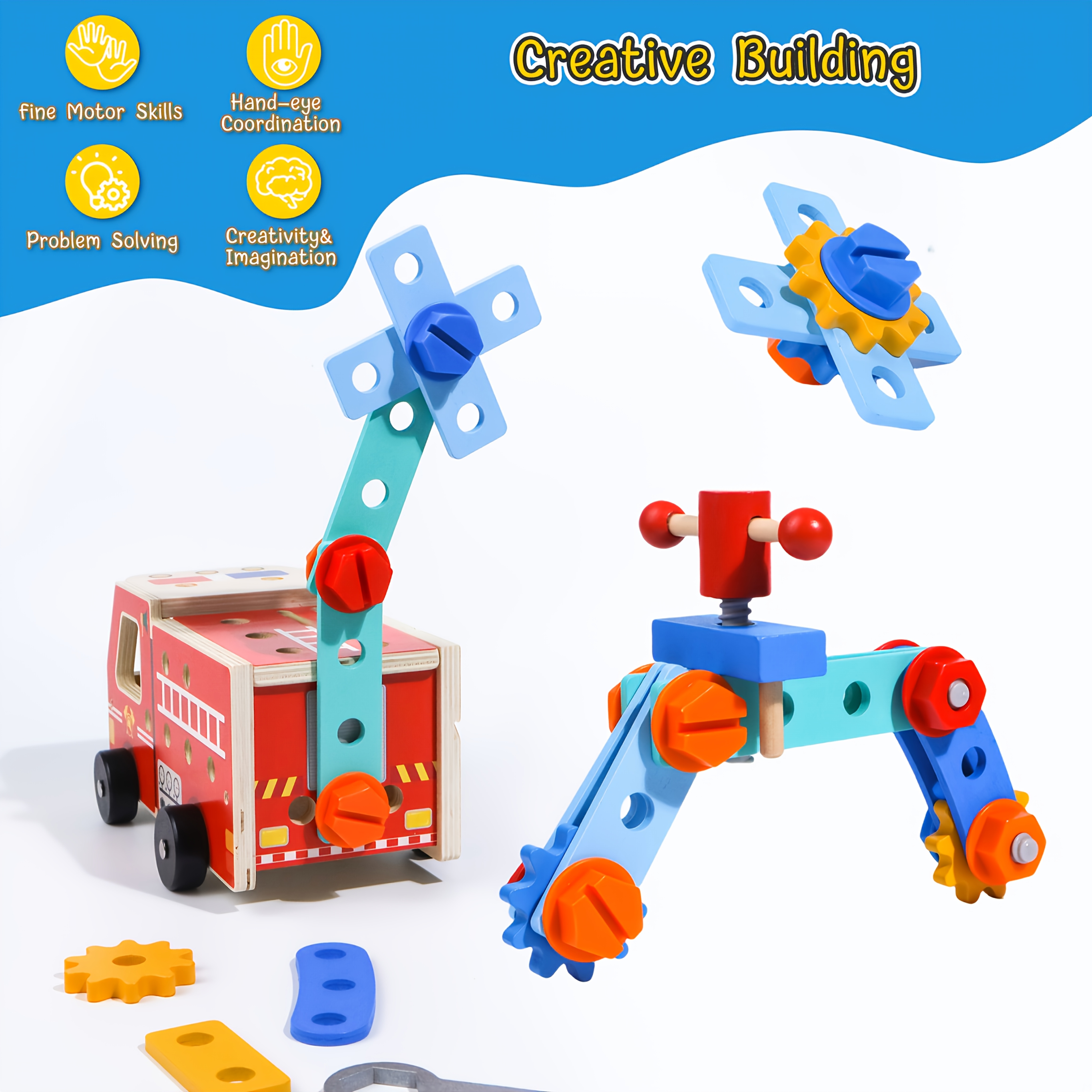Fire Truck Tool Set with DIY Disassembly Toy Tools