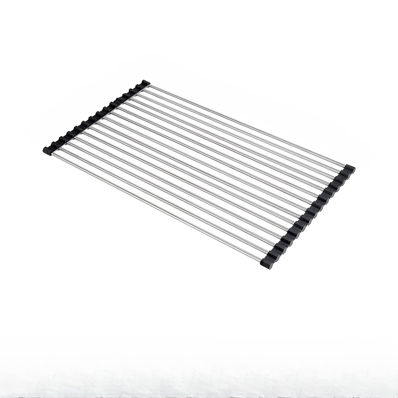 TEMU 1pc, Deluxe Roll-up Stainless Steel Dish Drying Rack - Space-, Multifunctional, Over-the-sink Design, Portable, Rollable, Anti-rust, Easy To