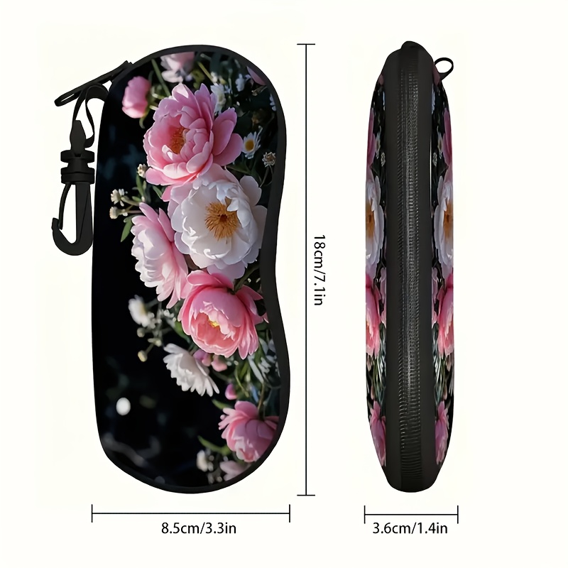 Flower Eyeglass Case for Men & Women, Neoprene Soft Holder with Elegant Pattern