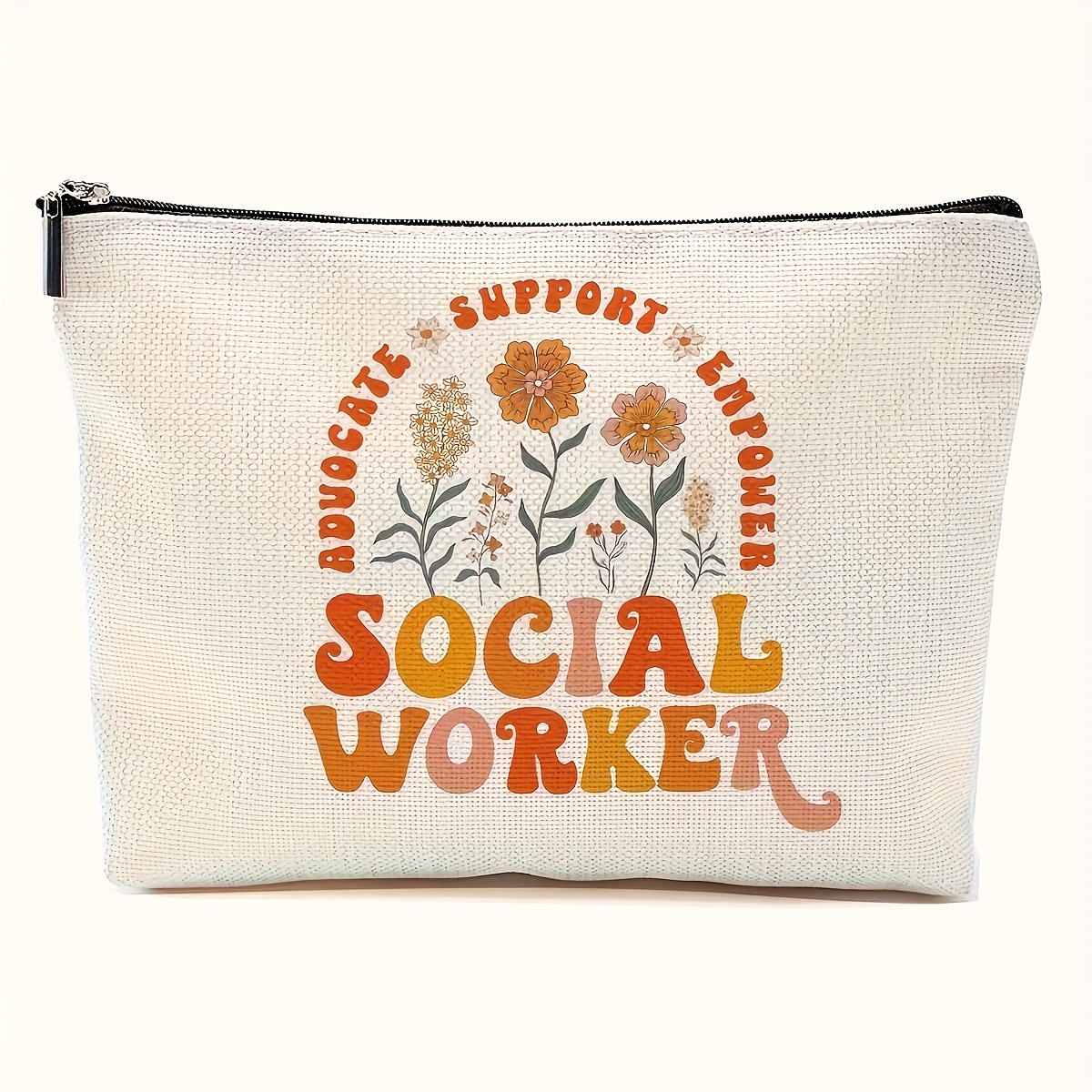 Dankeschön Geschenk Für Sozialarbeiter - Reißverschluss-Makeup-Tasche Mit Lustigem Spruch, Weiß