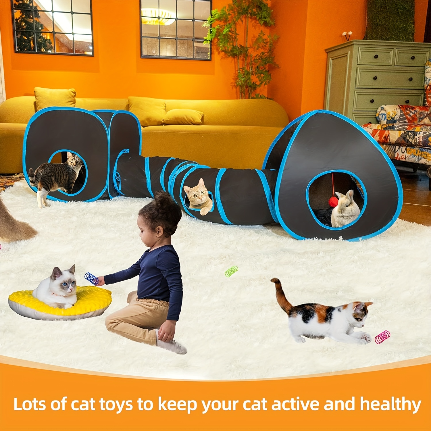 Cat Tunnels with Cube Tent Toys Combo for Indoor Play