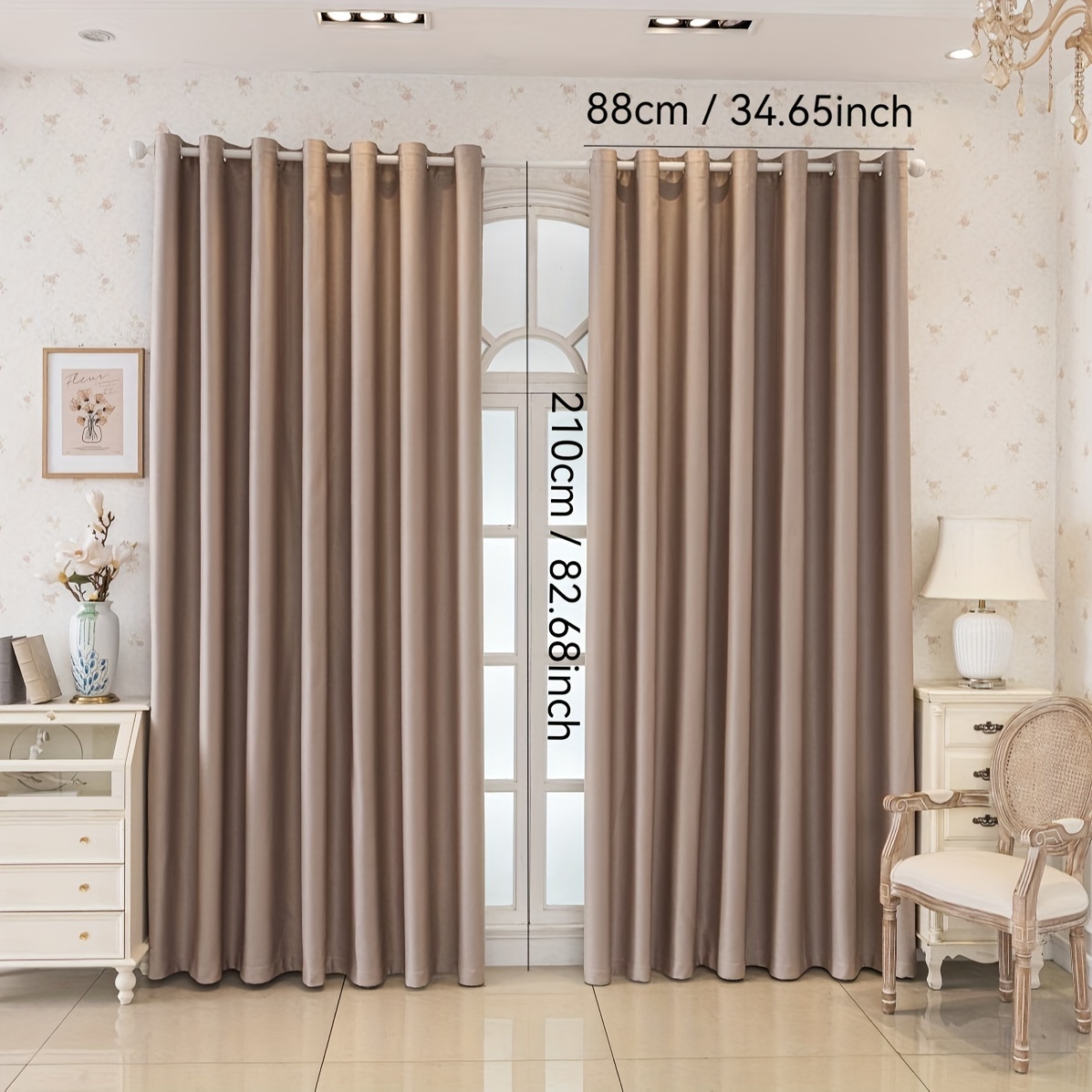 2pcs (cream-colored Milk) Finished Shading Curtain Punching