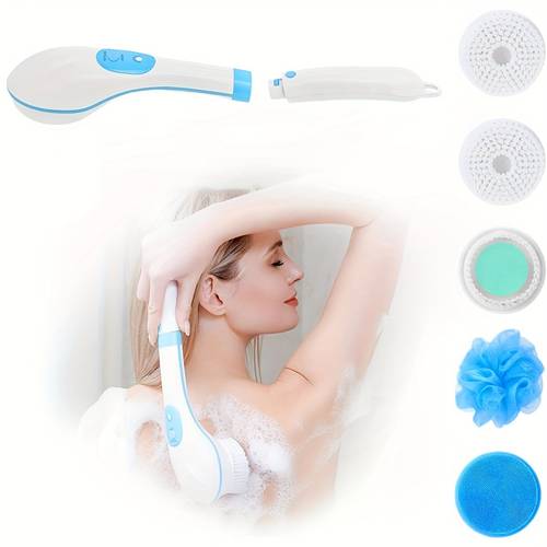 long handled electric body brush electric detachable back cleaning brush usb charging cleaning brush with multiple brush heads