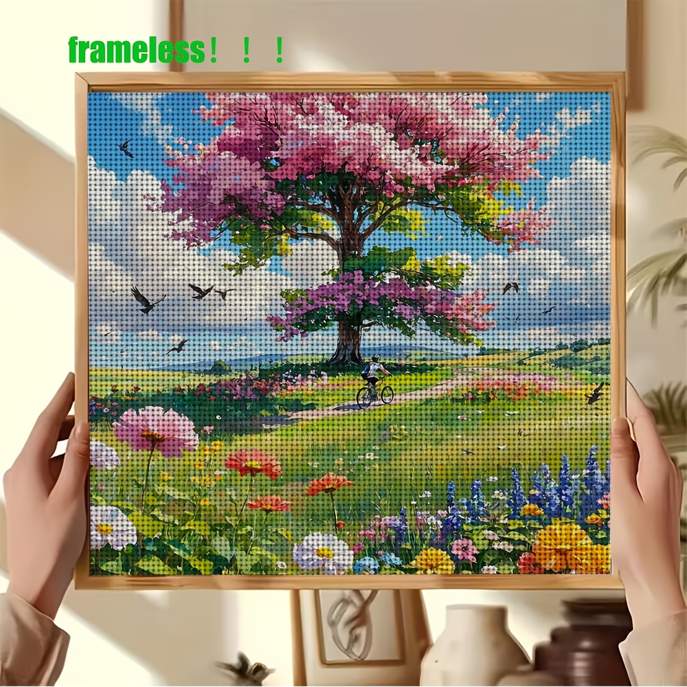 Stitch Print Set, Frameless, Riding Under The Tree of Flowers Pattern